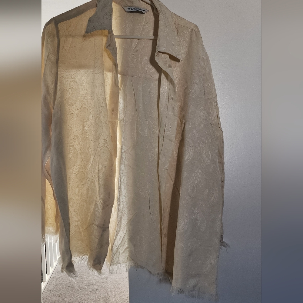 Zara Beige Paisley Shirt